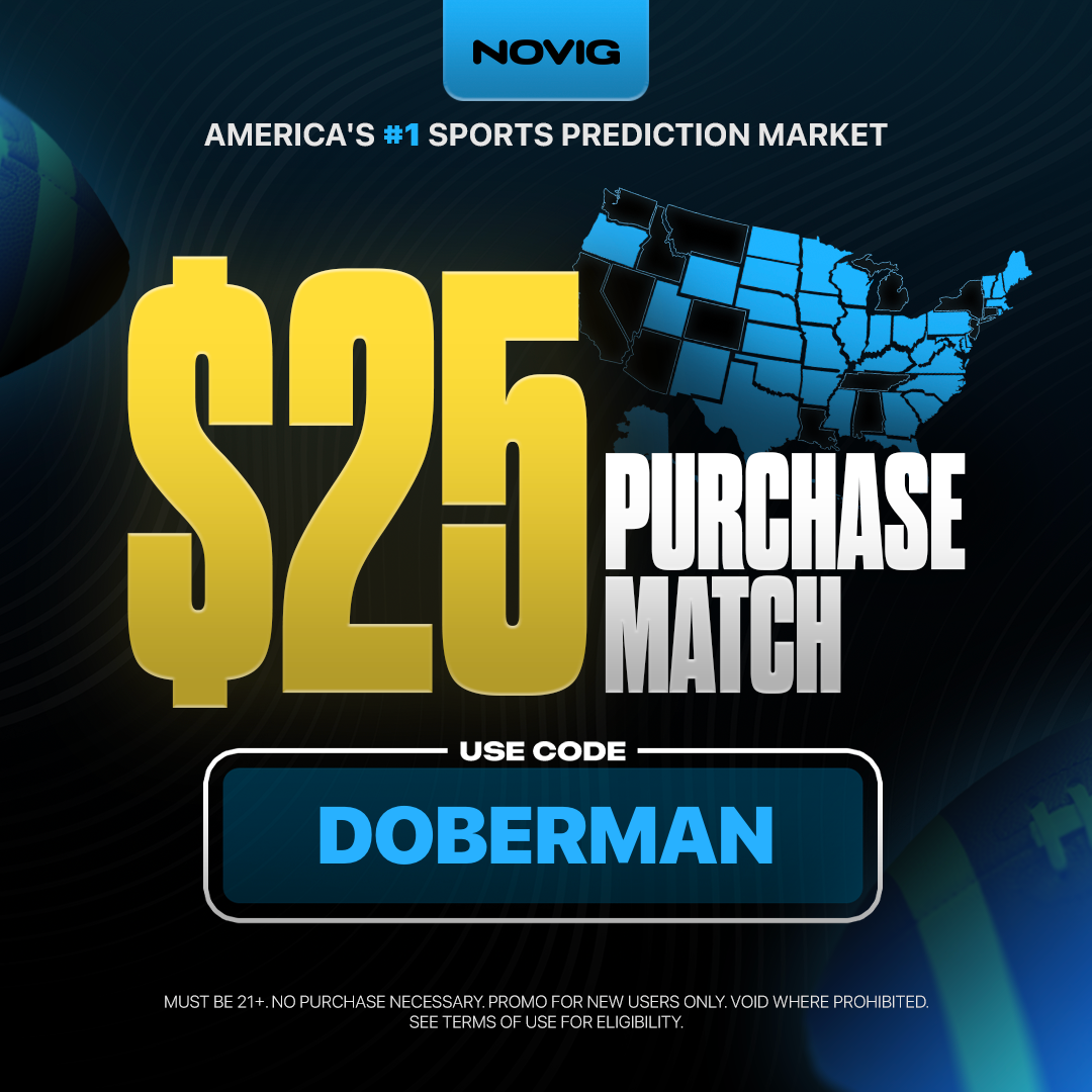Novig — $25 Purchase Match, use code DOBERMAN